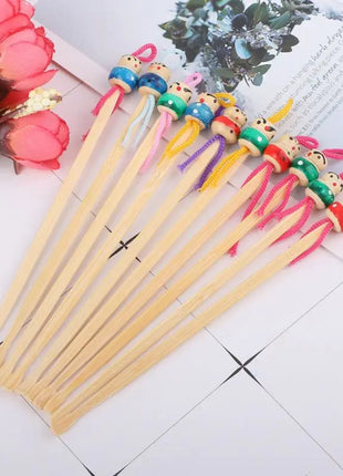 10Pcs Portable Cute Mini Doll Earpicks Wood Bamboo Ear Picks Wax Remover Cleaner Tool Health Care Ear Care New