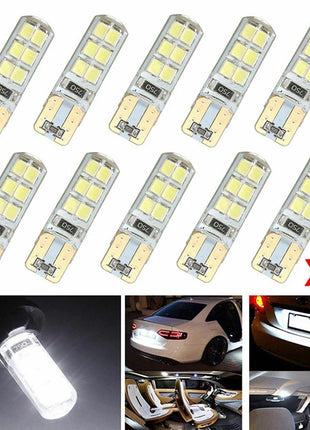 10x Xenon White T10 W5W 12-SMD 2835 LED Canbus Error Free Silica Light Bulbs Kit