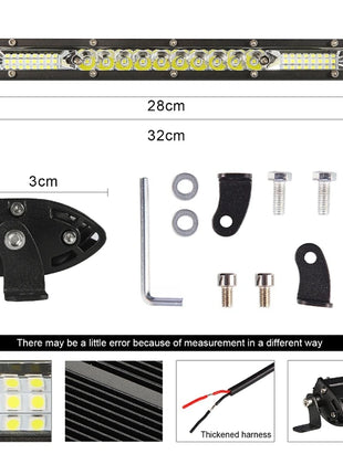 12 Inch LED Light Bar LED Work Roof Lights Bar 12V 24V Flood Spot Beam Driving Lamps Offroad SUV Truck