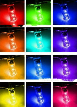 2Pcs T10 5050 LED Car Width Light Auto Dome Reading Decorative Lamp 6SMD RGB Color Remote Control Strobe Mood Light