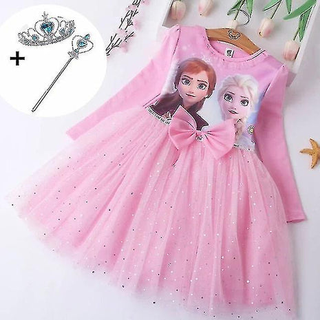 Girls Princess Elsa Fall Dresses Long Sleeve Anna Dresses Kids Birt...
