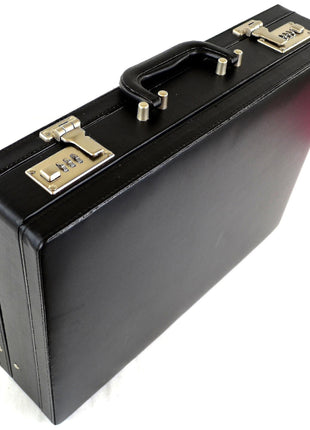 Mens Professional Leather Look Executive Black Briefcase With Combi...