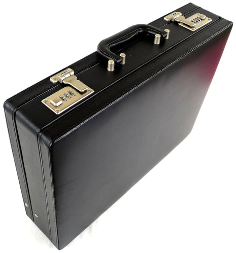 Mens Professional Leather Look Executive Black Briefcase With Combi...