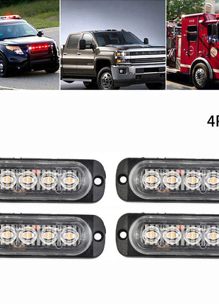 4x 4LED Car Warning Light Grill Breakdown Light Car Truck Trailer Beacon Lamp LED Amber Side Light For Cars 12V - 24V