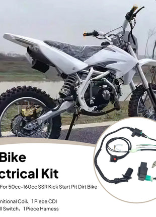 Motors Wiring Loom Harness Kill Switch Ignition Coil CDI for 50cc-160cc SSR Thumpstar Kick Start Pit Dirt Bike Electrical Kit