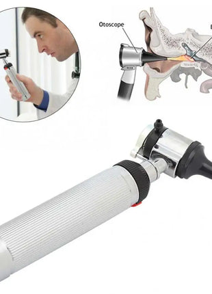 Otoscope Diagnostic Kit Fiber Optic Lighting Aluminum Alloy Medical Home Ear Cleaner Care Endoscope Check Examination Tool Set