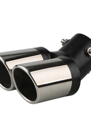 1PCS 2.5 inch Inlet Car Auto Exhaust Muffler Tip Stainless Steel Dual Pipe Trim Modified Car Rear Tail Throat Liner For Most Cars