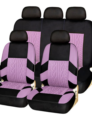 AUTO HIGH Universal Embroidery Car Seat Covers Full Set Polyester Fit Most Cars Truck SUV Van Front Rear Protector