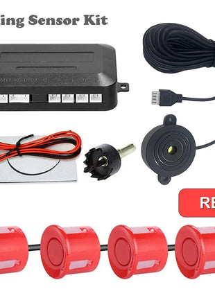 First Safe 12V 22mm Car Parking Sensor Kit Universal 4 Sensors Buzzer Reverse Backup Radar Sound Alert Indicator Probe System