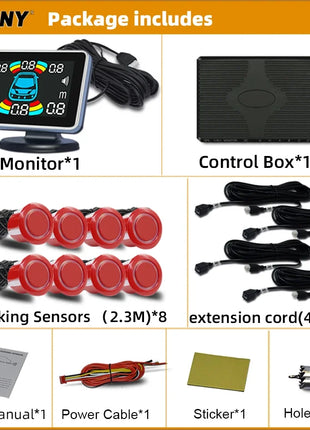 Parktronic 8 Parking Sensor Car Automobile Reversing Backup Radar Electronics Rear  Auto Detector Backing Assistance Kit Buzzer