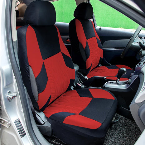 AUTO HIGH Universal Embroidery Car Seat Covers Full Set Polyester Fit Most Cars Truck SUV Van Front Rear Protector