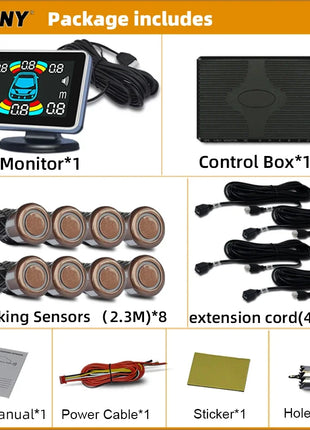 Parktronic 8 Parking Sensor Car Automobile Reversing Backup Radar Electronics Rear  Auto Detector Backing Assistance Kit Buzzer