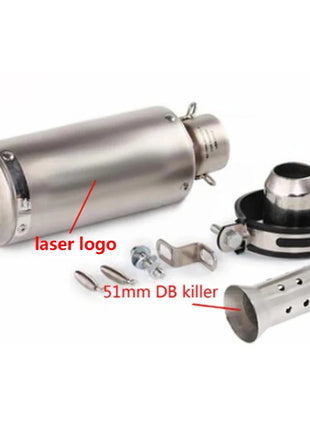 motorcycle exhaust inox muffler carbon fiber exhaust Universal 51/60mm with DB Killer for z900 R3 R25 MT07 MT09 R1 Z400 Z650
