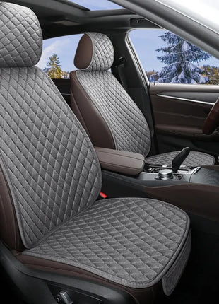 Linen Car Seat Covers for All Seasons Premium Flax Vehicle Seat Cushion Non-Slip Protector Universal Fits Most Van SUV Truck
