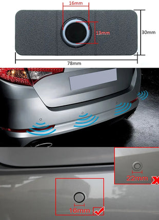 Car Parking Sensor Kit Assistant Park tronics 4 Black/Silver/White 13mm Flat Sensors Reverse Radar Sound Buzzer Alarm Sound