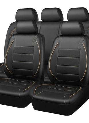 Universal Leather Car Seat Covers Red Simple Waterproof 5 Seat Car Seat Cover