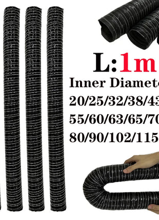 1m Universal Car Hood Air Intake Pipe Air Ducting Hose Tube Cold Heat Resistant Temperature Resistance Flexible Pipe ID:20-115mm