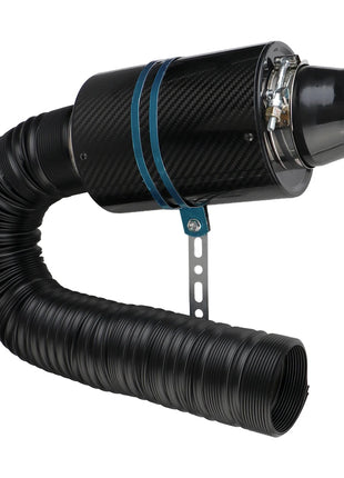 Car Carbon Fibre Cold Air Filter Feed Enclosed Intake Induction Fiber Intake Filter Box Universal 1 Set Pipe Hose Kit