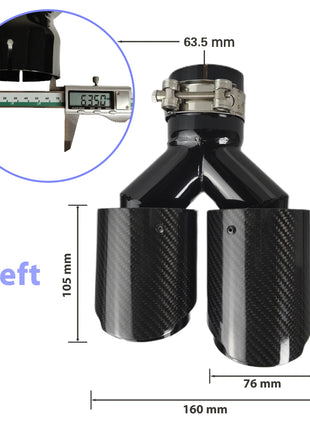 Car Carbon Fiber Glossy Muffler Tip Y Shape Double Exit Exhaust Pipe Mufflers Nozzle Decoration Universal Stainless Black
