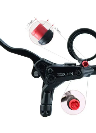 NFOX B015 4-piston Disc Hydraulic Brake E-bike Folding Mountain Bike Bicycle Power Off Black Red 160 180 203 roto Split Tube New