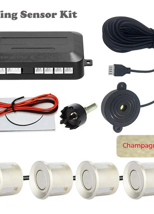 First Safe 12V 22mm Car Parking Sensor Kit Universal 4 Sensors Buzzer Reverse Backup Radar Sound Alert Indicator Probe System