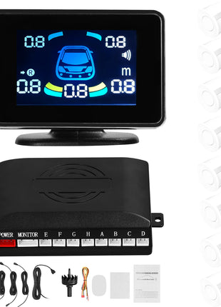 Car Parking Sensor Reversing Radars System Front & Rear Support Sound Warning/Buzzer with 8 Parking Sensors Distance Detection