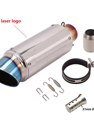 motorcycle exhaust inox muffler carbon fiber exhaust Universal 51/60mm with DB Killer for z900 R3 R25 MT07 MT09 R1 Z400 Z650