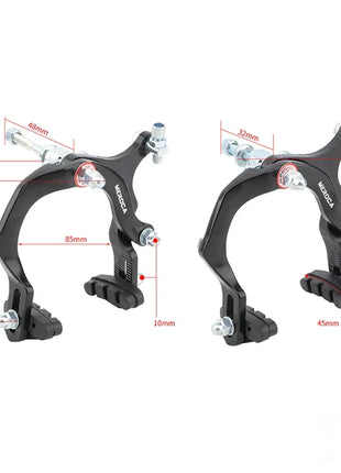 Meroca 73-95mm Bike C Brake Caliper Set Bicycle Rear Front Long Arm Brakes Kit Aluminum Alloy Side Pull Brake for Cruiser Kids