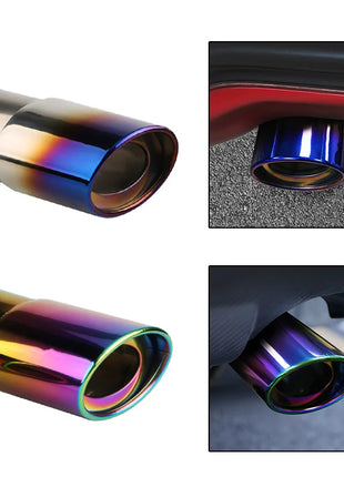 1PCS 2.5 inch Inlet Car Auto Exhaust Muffler Tip Pipe  Stainless Steel Chrome Trim Rear Tail Throat For Most Cars