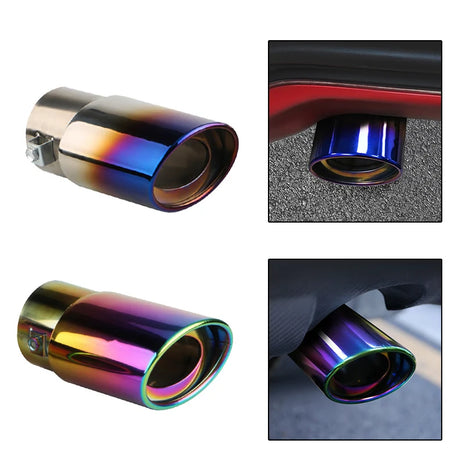 1PCS 2.5 inch Inlet Car Auto Exhaust Muffler Tip Pipe  Stainless Steel Chrome Trim Rear Tail Throat For Most Cars