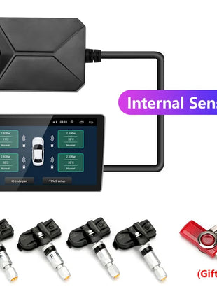 Srnubi Android TPMS for Car Radio DVD Player Tire Pressure Alarm Monitoring System Spare Tyre Internal External Sensor USB TMPS