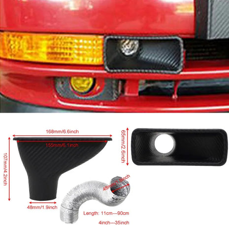 Universal Car Air Intake System Kit Front Bumper Turbo Air Inlet Pipe ABS Carbon Fiber Look for Enhanced Performance and Cooling