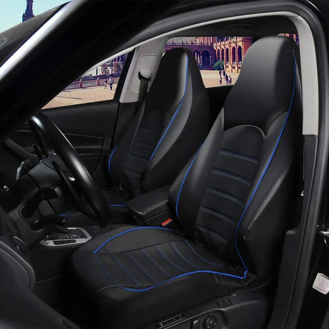 2 Front Universal PU Leather Car Seat Covers High Back Bucket Seat Cover Set for Most Cars, Trucks, SUVs and Van