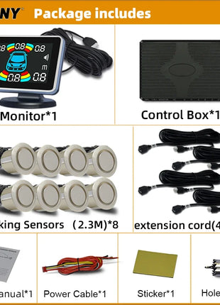 Parktronic 8 Parking Sensor Car Automobile Reversing Backup Radar Electronics Rear  Auto Detector Backing Assistance Kit Buzzer
