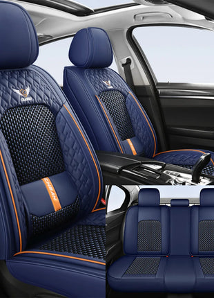 Ergonomic Car Seat Cushion – Nappa Leather & Ice Silk, High-Resilience Sponge, All-Season Comfort for Most Vehicles