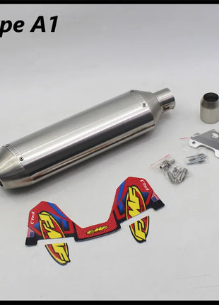 Length 470mm Inlet 51mm Motorcycle Exhaust Pipe FMF 4T Mufflers with Bracket Universal Motorbike Motocross Scooters Escape Moto