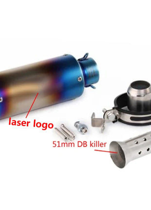 motorcycle exhaust inox muffler carbon fiber exhaust Universal 51/60mm with DB Killer for z900 R3 R25 MT07 MT09 R1 Z400 Z650