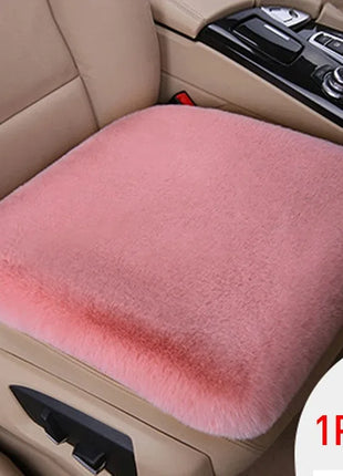 Plush Rabbit Fur Car Seat Cushion Winter Warmth Thick Wool Square Multicolor Cushion for Main Driver or Co-pilot Cover Universal