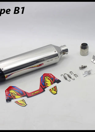 Length 470mm Inlet 51mm Motorcycle Exhaust Pipe FMF 4T Mufflers with Bracket Universal Motorbike Motocross Scooters Escape Moto