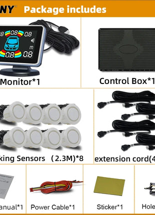 Parktronic 8 Parking Sensor Car Automobile Reversing Backup Radar Electronics Rear  Auto Detector Backing Assistance Kit Buzzer