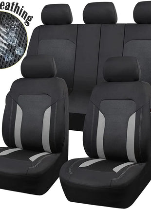 AUTOKING Universal Gray Mesh Seat Covers For Car With 3 Zipper Rear Seat Split Airbag Compatible Fit For Most Car SUV Truck VAN