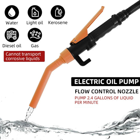 Fuel Pump Portable 12V Electric Oil/Fuel Transfer Pump Battery-Powered Liquid Siphon Pump for Cars Trucks Gas Water with Hose