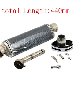 51mm Universal Motorcycle Exhaust Muffler Escape 310 370 440 mm Pipe 100cc-1000cc ATV GP Scooter For fz6 pcx125 Stainless Steel