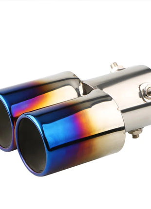 1PCS 2.5 inch Inlet Car Auto Exhaust Muffler Tip Stainless Steel Dual Pipe Trim Modified Car Rear Tail Throat Liner For Most Cars