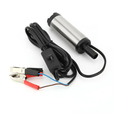 12V/24V DC Fuel Transfer Pump Diesel Oil Water Submersible Electric Motor for Car Camping Fishing  Stain Steel Shell Portable