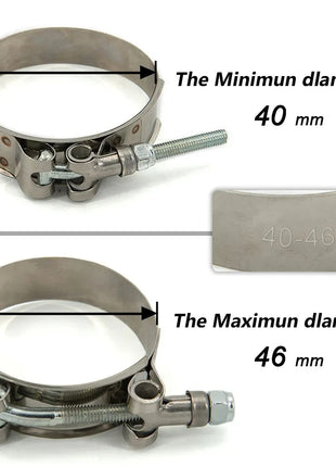 2/2.25/ 2.5/ 2.75/ 3/ 3.25/ 3.5/4 inch T-Bolt Exhaust 304 Clamp Intake Turbo Exhaust Intercooler Silicone Coupler Steel Hose Clamps