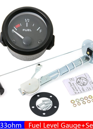Universal 2 inch 52mm Fuel Level Gauge Auto Car Meter Fuel Float Sensor 240-33 ohm White LED Light Pointer Fuel Gauges Petrol 12V