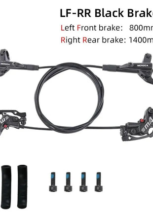MEROCA 4-Piston MTB Hydraulic Brake Set With Silicone Protective Cover Front And Rear Brake 800mm/1400mm Bike Disc Brake For MTB