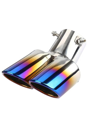 1PCS 2.5 inch Inlet Decoration Chrome Tail Pipe Car Styling Car Exhaust Trim Muffler Pipe Tail Stainless Steel Curved Double Outlet