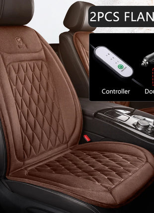12V Heated Car Seat Cushion Cloth/Flannel Car Seat Heater Winter Warmer Seat Heating Car Accessories Heating Pads Set Universal